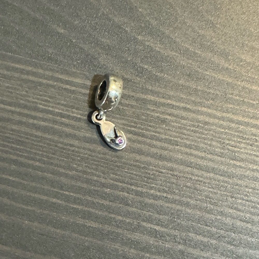 Authentic Pandora flip flop sandal dangle charm sterling silver and cz